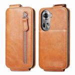 For OPPO Reno11 EU Zipper Wallet Vertical Flip Leather Phone Case(Brown)