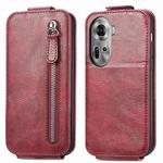 For OPPO Reno11 EU Zipper Wallet Vertical Flip Leather Phone Case(Red)