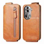 For OPPO Reno11 Pro EU Zipper Wallet Vertical Flip Leather Phone Case(Brown)