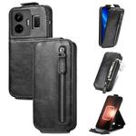 For Realme GT Neo 5 Zipper Wallet Vertical Flip Leather Phone Case(Black)