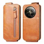 For Realme 12 Pro+ Zipper Wallet Vertical Flip Leather Phone Case(Brown)