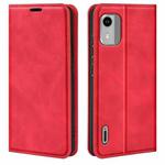 For Nokia C12 Retro-skin Magnetic Suction Leather Phone Case(Red)