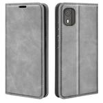 For Nokia C02 Retro-skin Magnetic Suction Leather Phone Case(Grey)