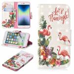 For iPhone SE 2022 / SE 2020 / 8 / 7 3D Colored Drawing Pattern Horizontal Flip Leather Case with Holder & Card Slots & Wallet(English Flamingo)
