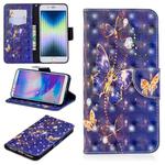 For iPhone SE 2022 / SE 2020 / 8 / 7 3D Colored Drawing Pattern Horizontal Flip Leather Case with Holder & Card Slots & Wallet(Purple Butterfly)