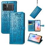 For DOOGEE X98 Pro / X98 Cat and Dog Embossed Leather Phone Case(Blue)