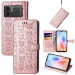 For DOOGEE X98 Pro / X98 Cat and Dog Embossed Leather Phone Case(Rose Gold)