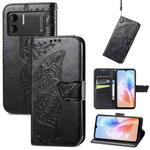 For DOOGEE X98 Pro / X98 Butterfly Love Flower Embossed Leather Phone Case(Black)