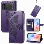 For DOOGEE X98 Pro / X98 Butterfly Love Flower Embossed Leather Phone Case(Dark Purple)