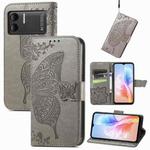 For DOOGEE X98 Pro / X98 Butterfly Love Flower Embossed Leather Phone Case(Grey)
