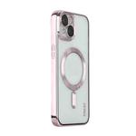 For iPhone 15 Plus ENKAY Hat-Prince Magsafe Electroplated TPU Clear Shockproof Phone Case(Pink)