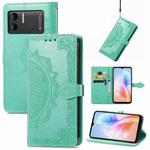 For DOOGEE X98 Pro / X98 Mandala Flower Embossed Leather Phone Case(Green)