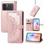 For DOOGEE X98 Pro / X98 Mandala Flower Embossed Leather Phone Case(Rose Gold)