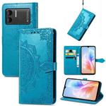 For DOOGEE X98 Pro / X98 Mandala Flower Embossed Leather Phone Case(Blue)