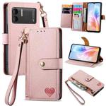 For DOOGEE X98 Pro / X98 Love Zipper Lanyard Leather Phone Case(Pink)