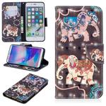 3D Colored Drawing Pattern Horizontal Flip Leather Case for iPhone 7 Plus & 8 Plus, with Holder & Card Slots & Wallet(Two Elephants)