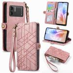 For DOOGEE X98 Pro / X98 Geometric Zipper Wallet Side Buckle Leather Phone Case(Pink)