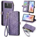 For DOOGEE X98 Pro / X98 Geometric Zipper Wallet Side Buckle Leather Phone Case(Purple)