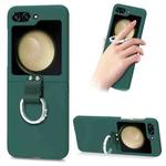 For Samsung Galaxy Z Flip5 5G Skin Diamond-encrusted Ring Holder Phone Case(Green)