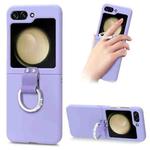 For Samsung Galaxy Z Flip5 5G Skin Diamond-encrusted Ring Holder Phone Case(Purple)