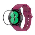 For Samsung Galaxy Watch4 40mm JUNSUNMAY Silicone Adjustable Strap + Full Coverage PMMA Screen Protector Kit(Wine Red)