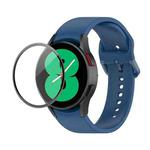 For Samsung Galaxy Watch4 40mm JUNSUNMAY Silicone Adjustable Strap + Full Coverage PMMA Screen Protector Kit(Dark Blue)