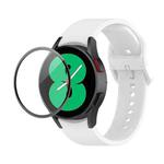 For Samsung Galaxy Watch4 44mm JUNSUNMAY Silicone Adjustable Strap + Full Coverage PMMA Screen Protector Kit(White)
