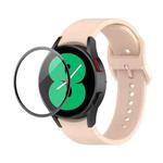 For Samsung Galaxy Watch4 44mm JUNSUNMAY Silicone Adjustable Strap + Full Coverage PMMA Screen Protector Kit(Light Pink)