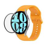 For Samsung Galaxy Watch6 40mm JUNSUNMAY Silicone Adjustable Strap + Full Coverage PMMA Screen Protector Kit(Orange)