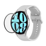 For Samsung Galaxy Watch6 40mm JUNSUNMAY Silicone Adjustable Strap + Full Coverage PMMA Screen Protector Kit(Grey)