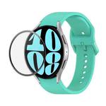 For Samsung Galaxy Watch6 40mm JUNSUNMAY Silicone Adjustable Strap + Full Coverage PMMA Screen Protector Kit(Cyan)