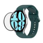 For Samsung Galaxy Watch6 40mm JUNSUNMAY Silicone Adjustable Strap + Full Coverage PMMA Screen Protector Kit(Dark Green)