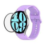 For Samsung Galaxy Watch6 40mm JUNSUNMAY Silicone Adjustable Strap + Full Coverage PMMA Screen Protector Kit(Purple)