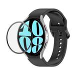 For Samsung Galaxy Watch6 44mm JUNSUNMAY Silicone Adjustable Strap + Full Coverage PMMA Screen Protector Kit(Black)