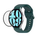 For Samsung Galaxy Watch6 44mm JUNSUNMAY Silicone Adjustable Strap + Full Coverage PMMA Screen Protector Kit(Dark Green)