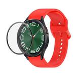 For Samsung Galaxy Watch6 Classic 47mm JUNSUNMAY Silicone Adjustable Strap + Full Coverage PMMA Screen Protector Kit(Red)