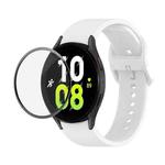 For Samsung Galaxy Watch5 40mm JUNSUNMAY Silicone Adjustable Strap + Full Coverage PMMA Screen Protector Kit(White)