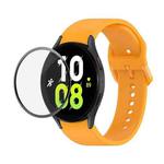 For Samsung Galaxy Watch5 40mm JUNSUNMAY Silicone Adjustable Strap + Full Coverage PMMA Screen Protector Kit(Orange)