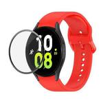 For Samsung Galaxy Watch5 40mm JUNSUNMAY Silicone Adjustable Strap + Full Coverage PMMA Screen Protector Kit(Red)