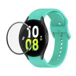 For Samsung Galaxy Watch5 40mm JUNSUNMAY Silicone Adjustable Strap + Full Coverage PMMA Screen Protector Kit(Cyan)