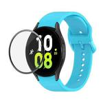 For Samsung Galaxy Watch5 40mm JUNSUNMAY Silicone Adjustable Strap + Full Coverage PMMA Screen Protector Kit(Sky Blue)