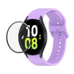For Samsung Galaxy Watch5 40mm JUNSUNMAY Silicone Adjustable Strap + Full Coverage PMMA Screen Protector Kit(Purple)
