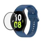 For Samsung Galaxy Watch5 44mm JUNSUNMAY Silicone Adjustable Strap + Full Coverage PMMA Screen Protector Kit(Dark Blue)