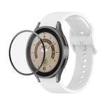 For Samsung Galaxy Watch5 Pro 45mm JUNSUNMAY Silicone Adjustable Strap + Full Coverage PMMA Screen Protector Kit(White)