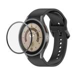 For Samsung Galaxy Watch5 Pro 45mm JUNSUNMAY Silicone Adjustable Strap + Full Coverage PMMA Screen Protector Kit(Black)