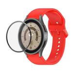 For Samsung Galaxy Watch5 Pro 45mm JUNSUNMAY Silicone Adjustable Strap + Full Coverage PMMA Screen Protector Kit(Red)