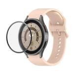 For Samsung Galaxy Watch5 Pro 45mm JUNSUNMAY Silicone Adjustable Strap + Full Coverage PMMA Screen Protector Kit(Light Pink)