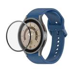 For Samsung Galaxy Watch5 Pro 45mm JUNSUNMAY Silicone Adjustable Strap + Full Coverage PMMA Screen Protector Kit(Dark Blue)
