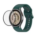 For Samsung Galaxy Watch5 Pro 45mm JUNSUNMAY Silicone Adjustable Strap + Full Coverage PMMA Screen Protector Kit(Dark Green)