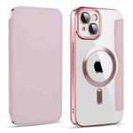 For iPhone 15 MagSafe Magnetic RFID Anti-theft Leather Phone Case(Pink)